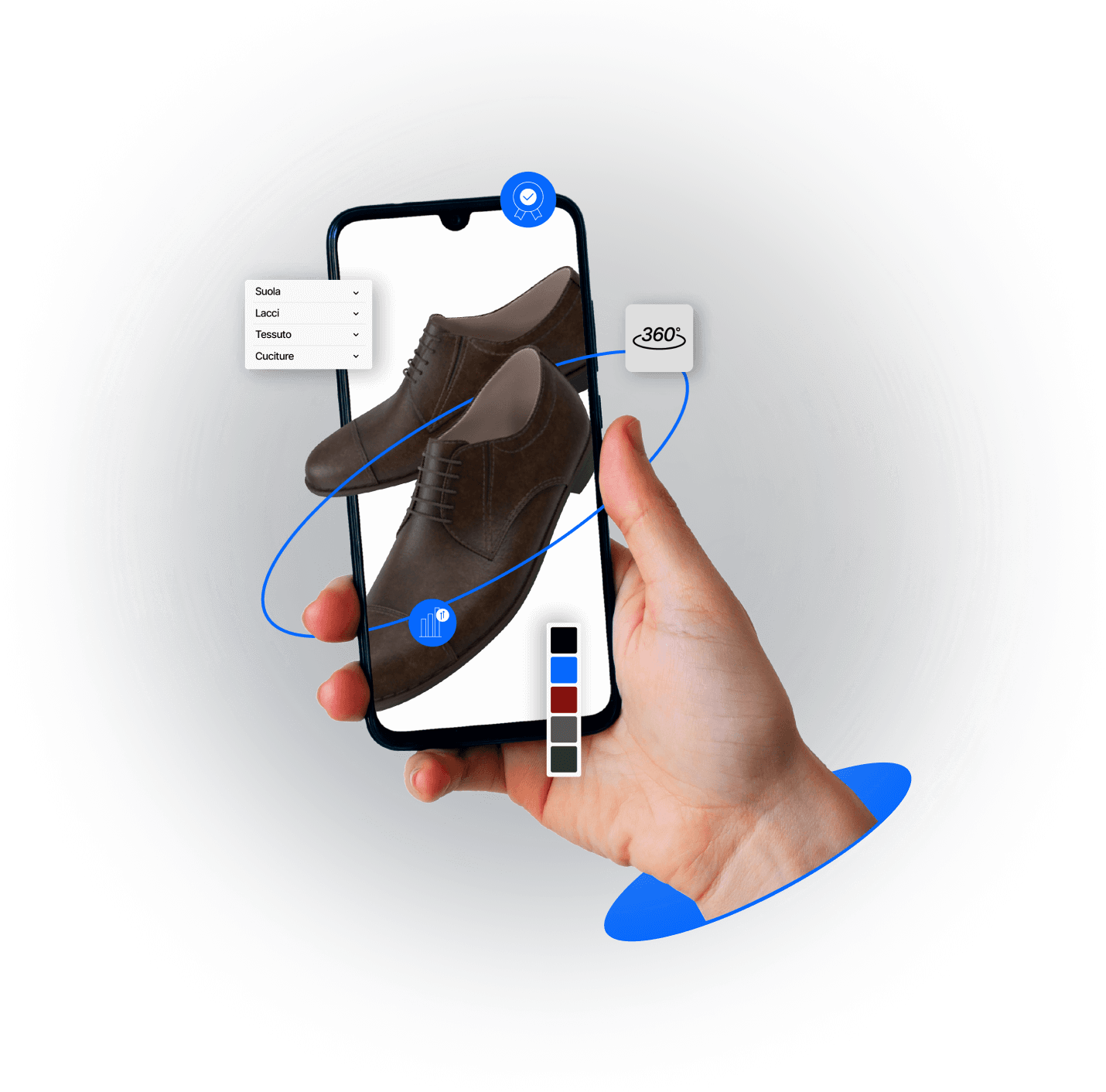Immagine rappresentativa di Configuratore 3D per accessori: scarpe presentate fuori dallo schermo per mostrare resa finale più vera del reale