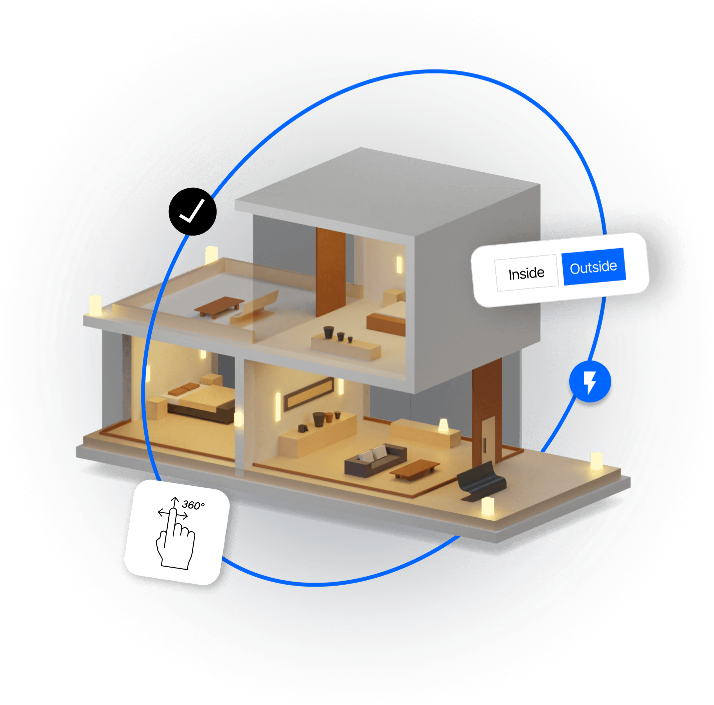 Immagine di Visualizzatore 3D per progetti architettonici con rotazione e possibilità di illuminazione interna esterna