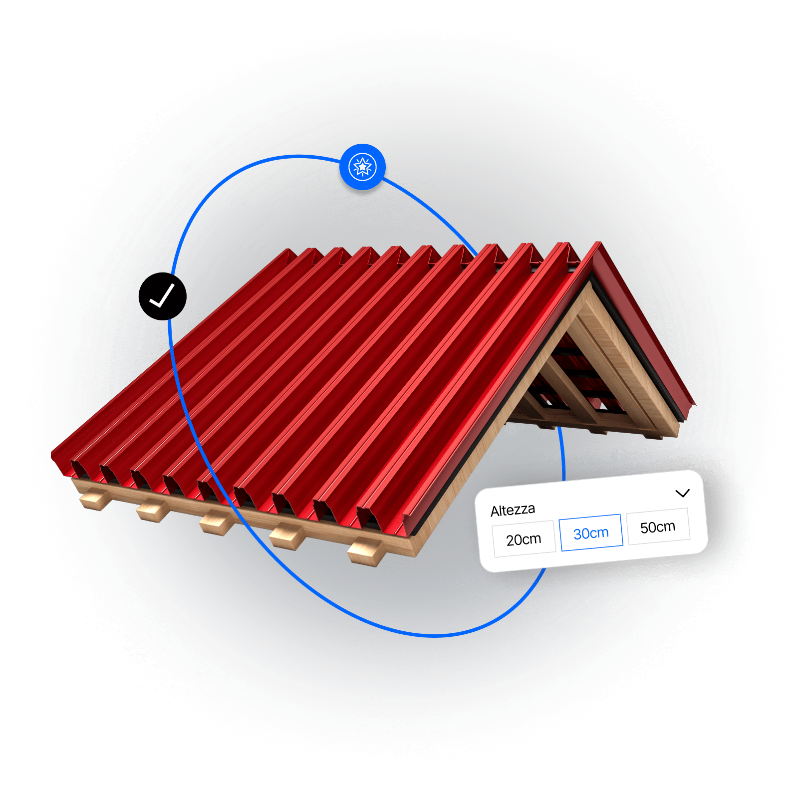 Immagine di Configuratore 3D per settore costruzione che mostra cambio di dimensioni e rotazione