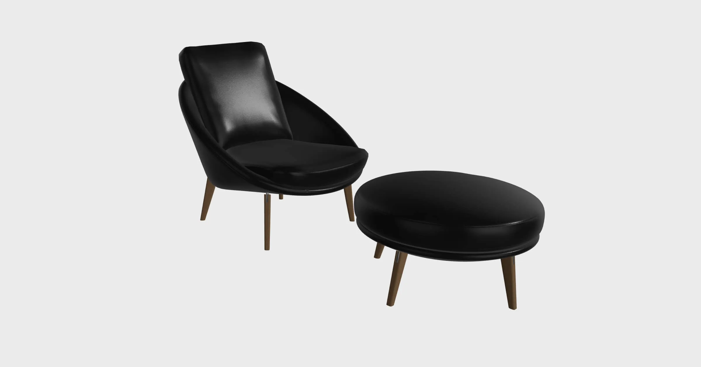 Immagine di Configuratore 3D di una poltrona e pouf in pelle nera