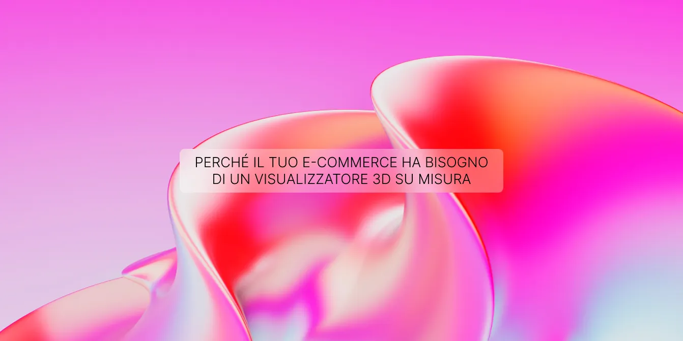 Visual astratto 3D che rappresenta un visualizzatore 3D su misura per e-commerce